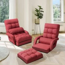 Folding Lazy Floor Quilted Folding Gaming Chair Floor Recliner-Red by SUNRINX -Furniture Store red sunrinx bean bag chairs mg2 53we 31 1000