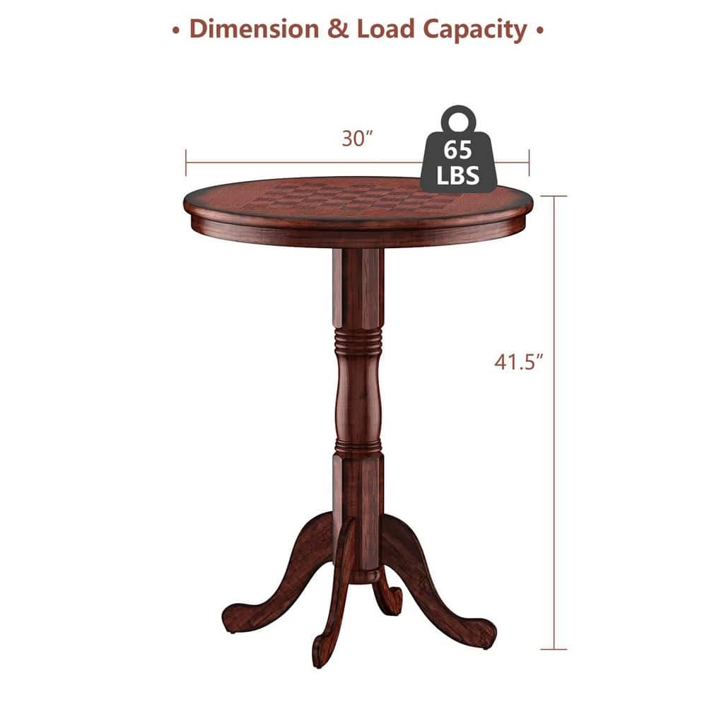 42 Inch Bistro Vintage Pub Bar Round Chess Table by SUNRINX 2 42 Inch Bistro Vintage Pub Bar Round Chess Table by SUNRINX - Image 2