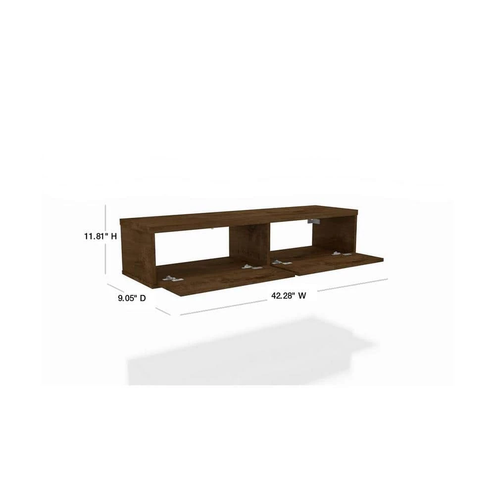 Liberty 43 in. Rectangular Rustic Brown Floating Desk with Built-In Storage by Luxor 2 Liberty 43 in. Rectangular Rustic Brown Floating Desk with Built-In Storage by Luxor - Image 2