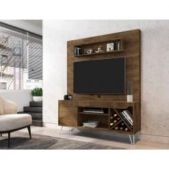 Baxter 54 in. Rustic Brown Composite Entertainment Center Fits TVs Up to 55 in. with Wall Panel by Luxor -Furniture Store rustic brown luxor tv stands 218hd5 31 1000