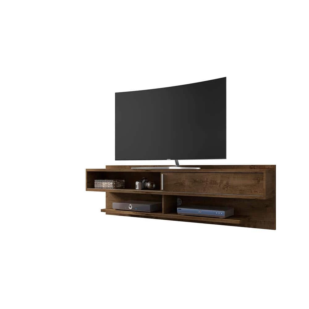 Rochester 71 in. Rustic Brown Floating Entertainment Center Fits TVs Up to 60 in. with Cable Management by Luxor 1 Rochester 71 in. Rustic Brown Floating Entertainment Center Fits TVs Up to 60 in. with Cable Management by Luxor