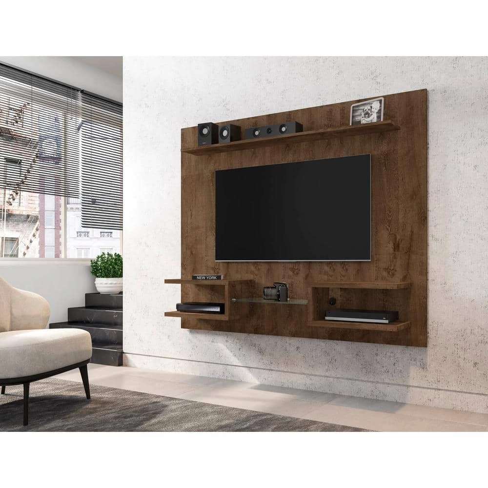 Buffalo 64 in. Rustic Brown Particle Board Floating Entertainment Center Fits TVs Up to 50 in. with Cable Management by Luxor 11 Buffalo 64 in. Rustic Brown Particle Board Floating Entertainment Center Fits TVs Up to 50 in. with Cable Management by Luxor - Image 11