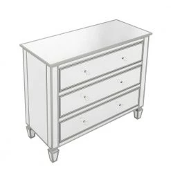 Silver Elegant Modern 3-Drawers Mirrored Chest 40.2 in. L x 18.1 in. W x 35.2 in. H by SUNRINX -Furniture Store silver sunrinx chest of drawers mg6 51bd 44 1000