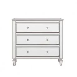 Silver Elegant Modern 3-Drawers Mirrored Chest 40.2 in. L x 18.1 in. W x 35.2 in. H by SUNRINX