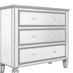 Silver Elegant Modern 3-Drawers Mirrored Chest 40.2 in. L x 18.1 in. W x 35.2 in. H by SUNRINX -Furniture Store silver sunrinx chest of drawers mg6 51bd fa 1000 1