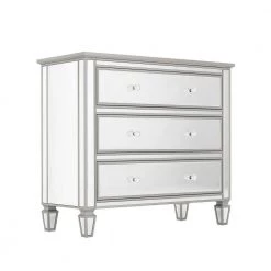 Silver Elegant Modern 3-Drawers Mirrored Chest 40.2 in. L x 18.1 in. W x 35.2 in. H by SUNRINX -Furniture Store silver sunrinx chest of drawers mg6 51bd fa 1000
