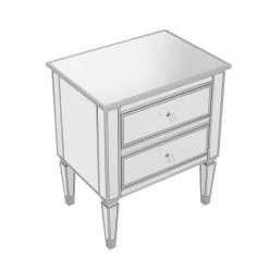 Silver Elegant 2-Drawer Mirrored Nightstand 24 in. L x 18.1 in. W x 28.3 in. H by SUNRINX -Furniture Store silver sunrinx nightstands mg6 50bd 40 1000