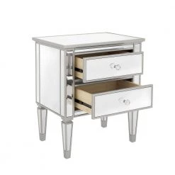 Silver Elegant 2-Drawer Mirrored Nightstand 24 in. L x 18.1 in. W x 28.3 in. H by SUNRINX -Furniture Store silver sunrinx nightstands mg6 50bd fa 1000
