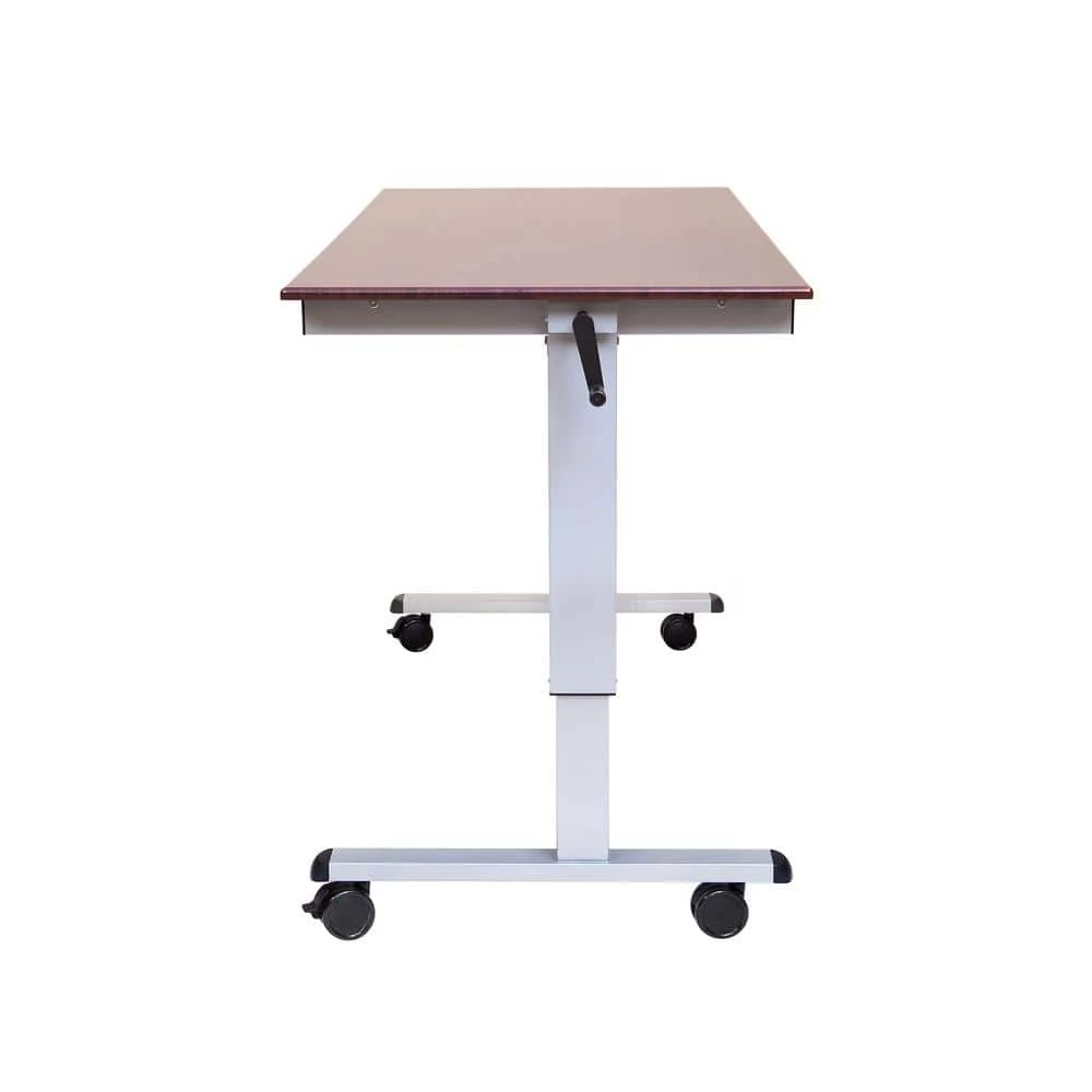 59 in. Rectangular Silver/Walnut Standing Desks with Adjustable Height by Luxor 5 59 in. Rectangular Silver/Walnut Standing Desks with Adjustable Height by Luxor - Image 5