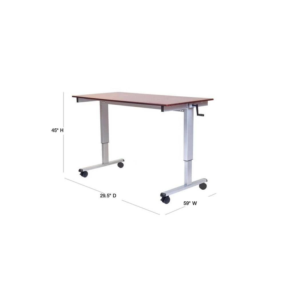 59 in. Rectangular Silver/Walnut Standing Desks with Adjustable Height by Luxor 2 59 in. Rectangular Silver/Walnut Standing Desks with Adjustable Height by Luxor - Image 2