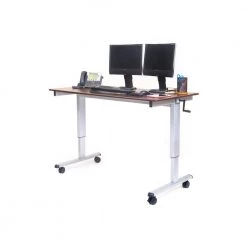 59 in. Rectangular Silver/Walnut Standing Desks with Adjustable Height by Luxor 11 59 in. Rectangular Silver/Walnut Standing Desks with Adjustable Height by Luxor -Furniture Store silver with dark walnut top luxor standing desks standup cf60 dw 4f 1000