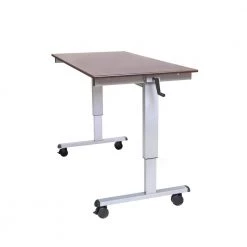 59 in. Rectangular Silver/Walnut Standing Desks with Adjustable Height by Luxor