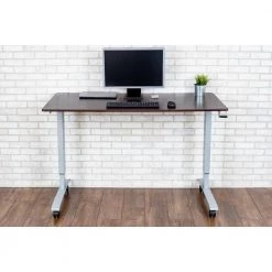 59 in. Rectangular Silver/Walnut Standing Desks with Adjustable Height by Luxor 15 59 in. Rectangular Silver/Walnut Standing Desks with Adjustable Height by Luxor -Furniture Store silver with dark walnut top luxor standing desks standup cf60 dw 76 1000