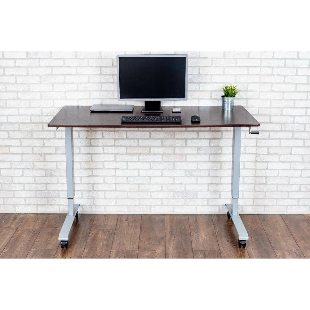 59 in. Rectangular Silver/Walnut Standing Desks with Adjustable Height by Luxor 8 59 in. Rectangular Silver/Walnut Standing Desks with Adjustable Height by Luxor - Image 8