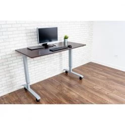 59 in. Rectangular Silver/Walnut Standing Desks with Adjustable Height by Luxor 10 59 in. Rectangular Silver/Walnut Standing Desks with Adjustable Height by Luxor -Furniture Store silver with dark walnut top luxor standing desks standup cf60 dw c3 1000
