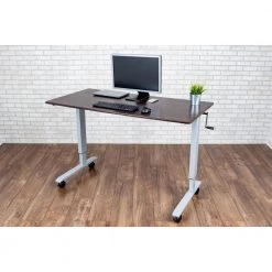 59 in. Rectangular Silver/Walnut Standing Desks with Adjustable Height by Luxor 14 59 in. Rectangular Silver/Walnut Standing Desks with Adjustable Height by Luxor -Furniture Store silver with dark walnut top luxor standing desks standup cf60 dw fa 1000