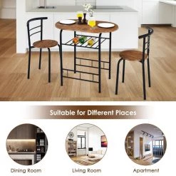 3-Piece Space-Saving Bistro Set for Kitchen and Apartment by SUNRINX -Furniture Store sliver sunrinx dining room sets mg5676we 44 1000