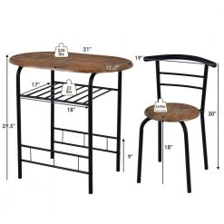3-Piece Space-Saving Bistro Set for Kitchen and Apartment by SUNRINX -Furniture Store sliver sunrinx dining room sets mg5676we 76 1000