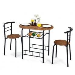 3-Piece Space-Saving Bistro Set for Kitchen and Apartment by SUNRINX -Furniture Store sliver sunrinx dining room sets mg5676we c3 1000