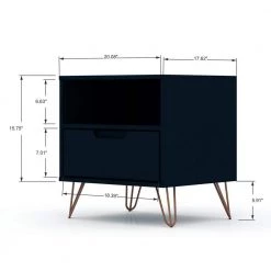 Intrepid 1.0 1-Drawer Tatiana Midnight Blue Mid-Century Modern Nightstand by Luxor -Furniture Store tatiana midnight blue luxor nightstands 101hd5 40 1000
