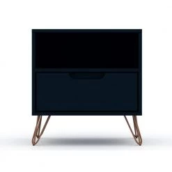 Intrepid 1.0 1-Drawer Tatiana Midnight Blue Mid-Century Modern Nightstand by Luxor
