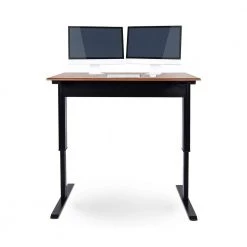 48 in. Rectangular Teak/Black Standing Desks with Adjustable Height by Luxor -Furniture Store teak black luxor standing desks spn48f bk tk 4f 1000