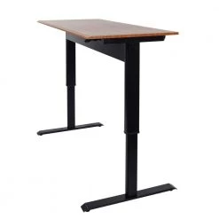 48 in. Rectangular Teak/Black Standing Desks with Adjustable Height by Luxor