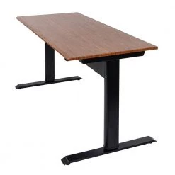 48 in. Rectangular Teak/Black Standing Desks with Adjustable Height by Luxor -Furniture Store teak black luxor standing desks spn48f bk tk 76 1000