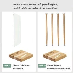 Modern Glass Rectangular Dining Table with Metal Legs by SUNRINX -Furniture Store transparent natural sunrinx kitchen dining tables mg6 39bd 1f 1000