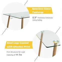 Modern Glass Rectangular Dining Table with Metal Legs by SUNRINX -Furniture Store transparent natural sunrinx kitchen dining tables mg6 39bd 4f 1000