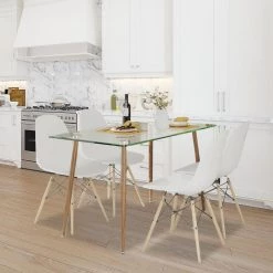 Modern Glass Rectangular Dining Table with Metal Legs by SUNRINX -Furniture Store transparent natural sunrinx kitchen dining tables mg6 39bd c3 1000