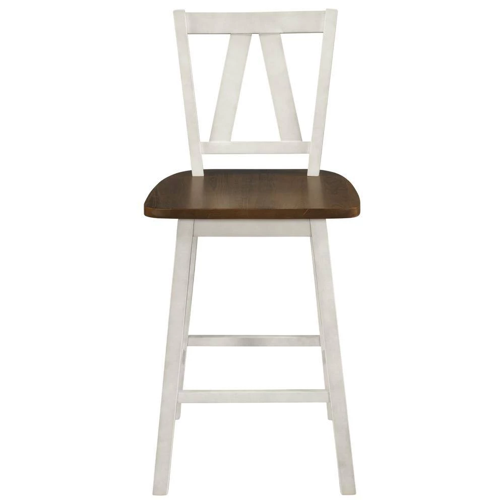 Walnut and Distressed White Farmhouse 2-Piece Counter Height Dining Chair (Set of 2) by SUNRINX 7 Walnut and Distressed White Farmhouse 2-Piece Counter Height Dining Chair (Set of 2) by SUNRINX - Image 7