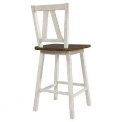 Walnut and Distressed White Farmhouse 2-Piece Counter Height Dining Chair (Set of 2) by SUNRINX 12 Walnut and Distressed White Farmhouse 2-Piece Counter Height Dining Chair (Set of 2) by SUNRINX -Furniture Store walnut distressed white sunrinx dining chairs mg2 13we 66 1000