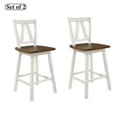 Walnut and Distressed White Farmhouse 2-Piece Counter Height Dining Chair (Set of 2) by SUNRINX 13 Walnut and Distressed White Farmhouse 2-Piece Counter Height Dining Chair (Set of 2) by SUNRINX -Furniture Store walnut distressed white sunrinx dining chairs mg2 13we c3 1000