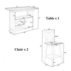 Farmhouse 3-Piece Counter Height Dining Seats (2-Set) by SUNRINX -Furniture Store walnut distressed white sunrinx dining room sets mg2 14we 76 1000