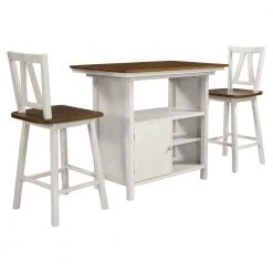 Farmhouse 3-Piece Counter Height Dining Seats (2-Set) by SUNRINX -Furniture Store walnut distressed white sunrinx dining room sets mg2 14we c3 1000