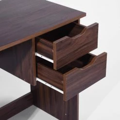 35.4 in. Rectangle Brown Wood Computer Desk Writing Study Table with 2-Side Drawers Classic Home Office Laptop Desk by Edendirect 17 35.4 in. Rectangle Brown Wood Computer Desk Writing Study Table with 2-Side Drawers Classic Home Office Laptop Desk by Edendirect -Furniture Store walnut edendirect computer desks gp00ra210922007 fa 1000