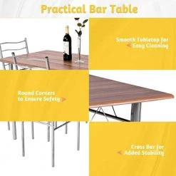 5-pieces Wood Metal Dining Table Set with 4-Chairs-Walnut by SUNRINX 12 5-pieces Wood Metal Dining Table Set with 4-Chairs-Walnut by SUNRINX -Furniture Store walnut sunrinx dining room sets mg6 1bd 66 1000