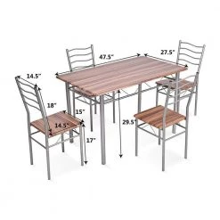 5-pieces Wood Metal Dining Table Set with 4-Chairs-Walnut by SUNRINX 17 5-pieces Wood Metal Dining Table Set with 4-Chairs-Walnut by SUNRINX -Furniture Store walnut sunrinx dining room sets mg6 1bd fa 1000