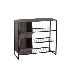 Afton Weathered Brown 3-Tier Shoe Rack with Storage Bins by RiverRidge Home