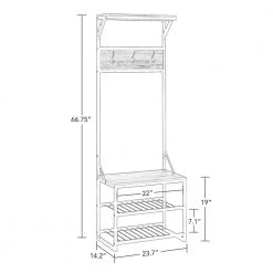 Afton Weathered Brown Metal Frame Hall Tree by RiverRidge Home -Furniture Store weathered brown riverridge home hall trees 16 036 a0 1000