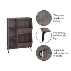 Woodbury Collection Storage Cabinet with Cubbies, Veggie Bins, and 2-Piece Black Folding Bins by RiverRidge Home -Furniture Store weathered riverridge home accent cabinets 16 032k 77 1000