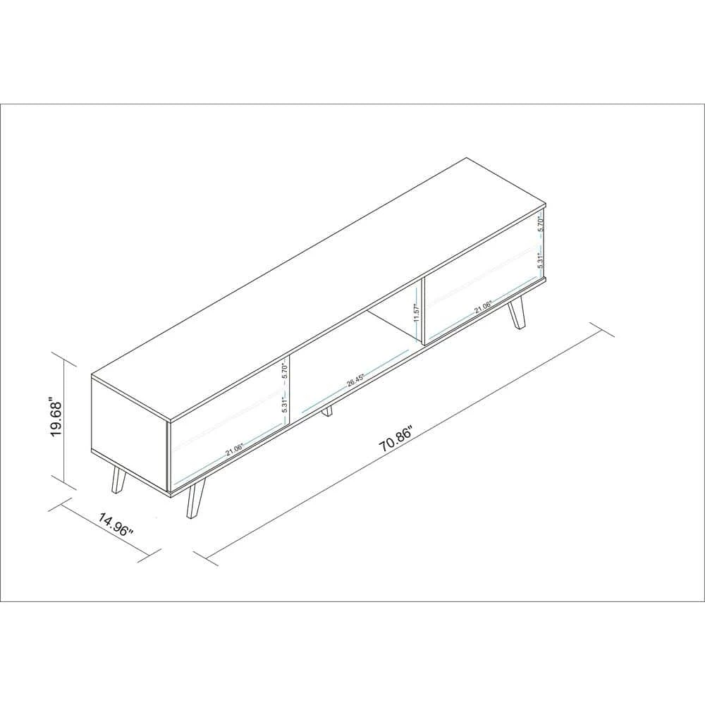 Saratoga 71 in. White and Marble Stamp Particle Board TV Stand Fits TVs Up to 75 in. with Storage Doors by Luxor 7 Saratoga 71 in. White and Marble Stamp Particle Board TV Stand Fits TVs Up to 75 in. with Storage Doors by Luxor - Image 7