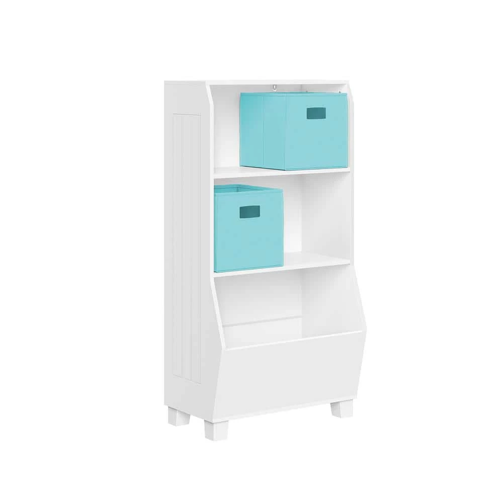Kids 23 in. Bookcase with Toy Organizer and 2-Aqua Bins by RiverRidge Home 1 Kids 23 in. Bookcase with Toy Organizer and 2-Aqua Bins by RiverRidge Home