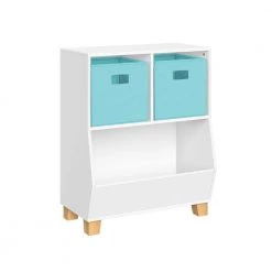 Kids Catch-All White Multi-Cubby 24 in. Toy Organizer and 2-Aqua Bins by RiverRidge Home