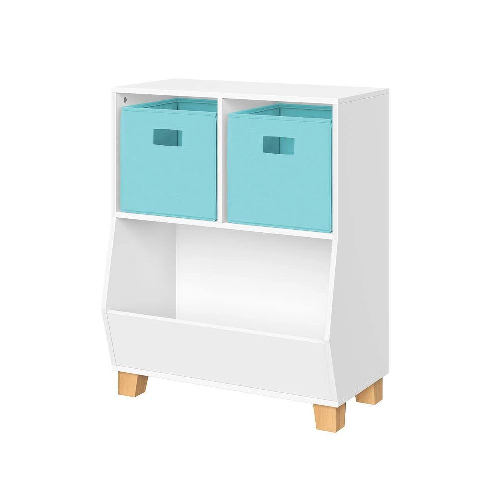 Kids Catch-All White Multi-Cubby 24 in. Toy Organizer and 2-Aqua Bins by RiverRidge Home 2 Kids Catch-All White Multi-Cubby 24 in. Toy Organizer and 2-Aqua Bins by RiverRidge Home - Image 2