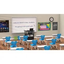 Stackable School Chair with Wheels and Storage by Luxor -Furniture Store white blue luxor task chairs mbs chair 31 1000