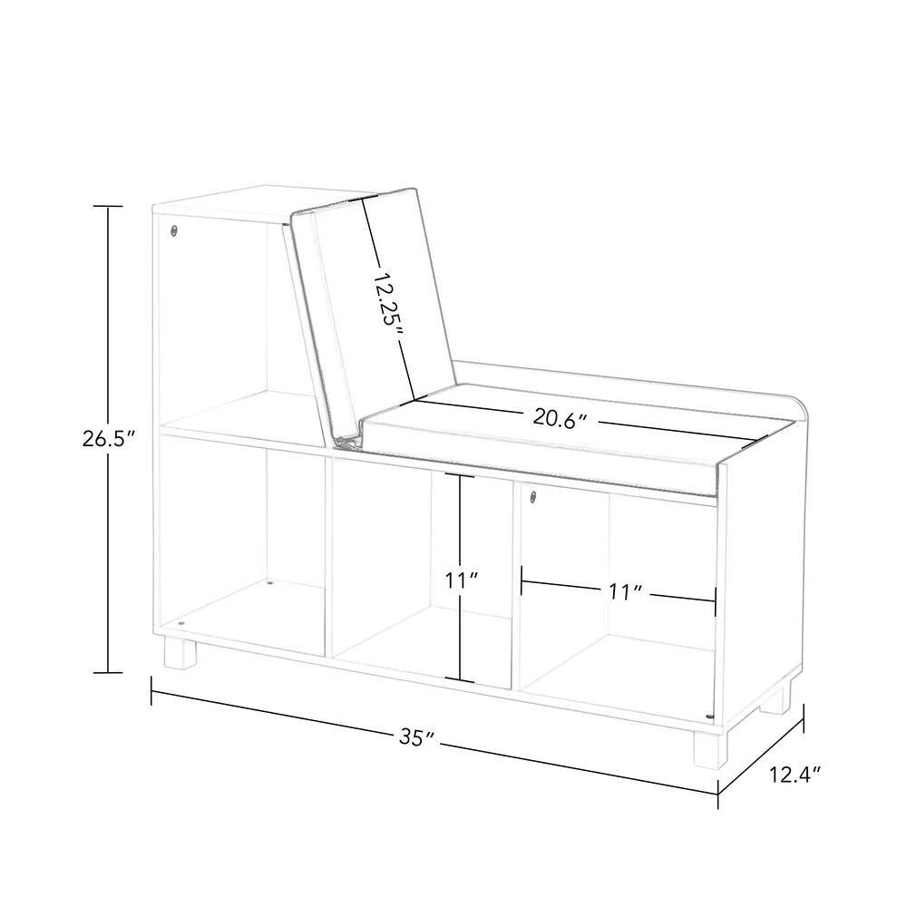 Kids White Storage Bench with Cubbies with Coral Bins (2-Piece) by RiverRidge Home 2 Kids White Storage Bench with Cubbies with Coral Bins (2-Piece) by RiverRidge Home - Image 2