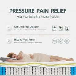 10 in. Medium Firm Hybrid Tight top Twin Mattress, Memory Foam Pocket Spring Mattress Sleep Supportive & Pressure Relief by Edendirect -Furniture Store white edendirect mattresses fsdt 1905 twin 1f 1000