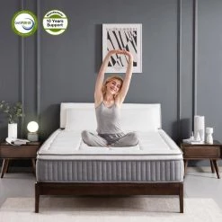 10 in. Medium Firm Hybrid Tight top Twin Mattress, Memory Foam Pocket Spring Mattress Sleep Supportive & Pressure Relief by Edendirect -Furniture Store white edendirect mattresses fsdt 1905 twin fa 1000